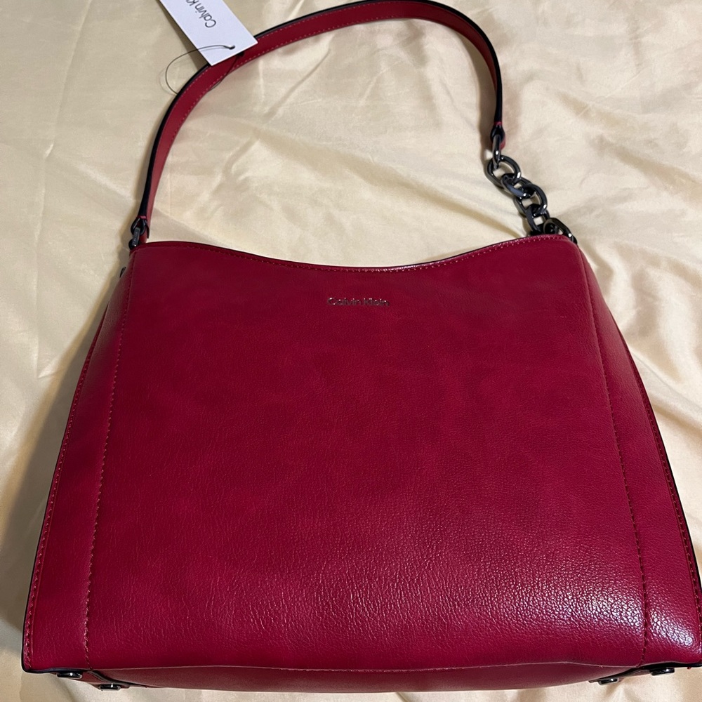 Red Calvin Klein leather bag